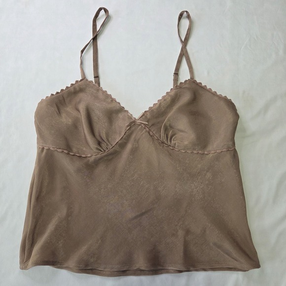 No Boundaries Tops - No Boundaries Women Large Babydoll Cami Mocha Satin Forest Fairy Grunge Coquette